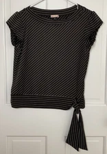 LUNA CHIX  SHORT SLEEVE BLACK  WHITE STRIPE  JUNIOR TOP  SIZE LARGE  NEW