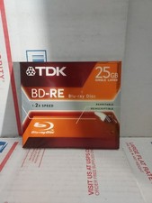BLU-RAY DISC REWRITABLE TDK BD-RE 25GB SINGLE LAYER 1-2X SPEED NEW Sealed - 1H
