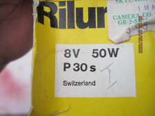 P 30 S 8 VOLT 50 WATT PROJECTOR BULB RILUMA SWISS NIB/NOS