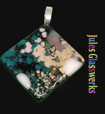 Hand Crafted  Fused Glass Pendant W/Chain #1345
