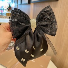 Pearl Bow Hair Clip for Women Teen Girls Fashion Crystal Hair Clips Black