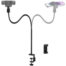 Webcam Stand Phone Holder Desktop Adjustable Gooseneck  Pole Video Clamp Sta...