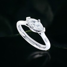 Diamond Wedding Ring 14k White Gold Lab Grown Marquise 1.5 Carat IGI Certified