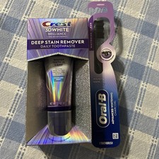 Crest 3D White Brilliance Deep Stain Remover Ultra White Toothpaste Toothbrush