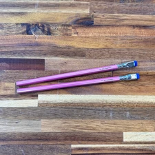 2 Pencils - Blackwing Pink Pearl Pencils - Bright Blue Eraser - NO BOX