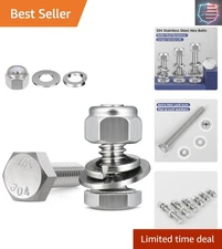 18 Sets 1/4-20 x 1/2 Hex Head Stainless Steel Bolts Kit with Lock Nuts & Washers