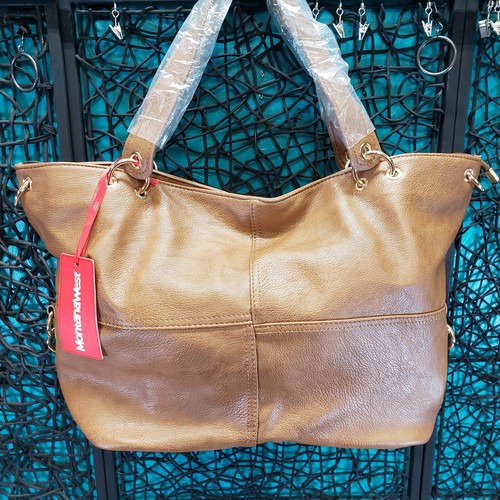 Montana West Hobo Bag Shoulder Brown Vegan Leather Tote Purse Handbag NEW