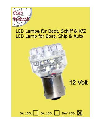 24 Volt Lampe 32 LED Lampeneinsatz f Positionsleuchte BAY15 Schiff Boot BAY-15D