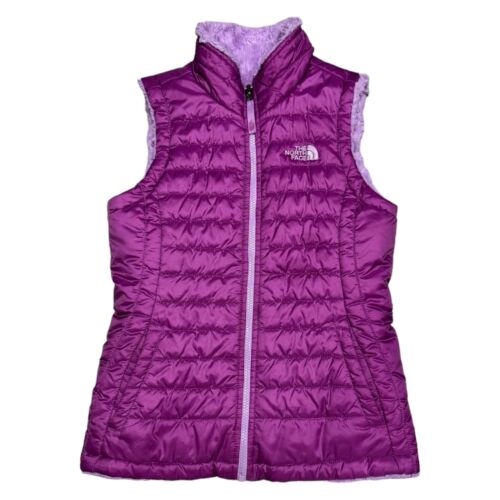 The North Face REVERSIBLE Faux Fur Fleece Outdoor Pink Puffer Vest Small