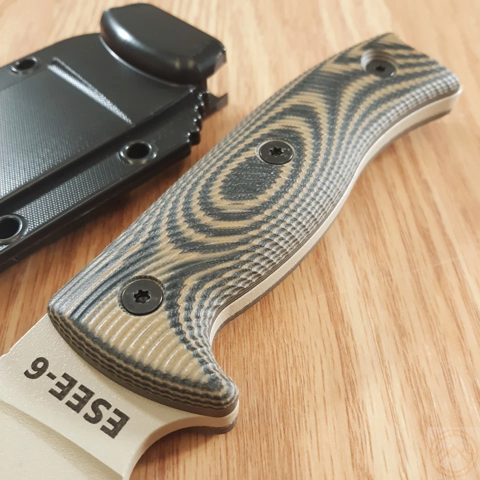 ESEE Model 6 Knife 5.25" Tan 1095HC Steel Full Tang Blade 3D Machined G10 Handle - Image 4 of 4
