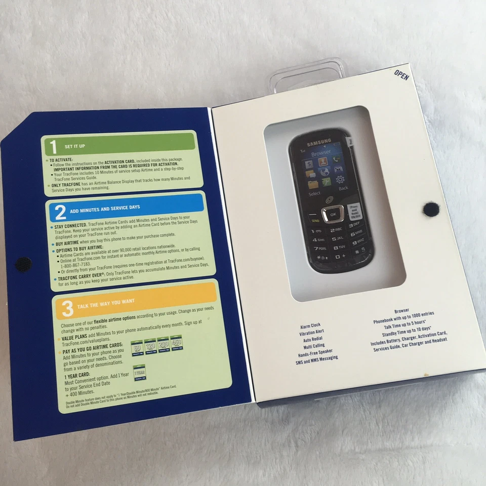Samsung S150G Tracfone Cellular Phone Value Pack SEALED Black New Old Stock - Image 2 of 4