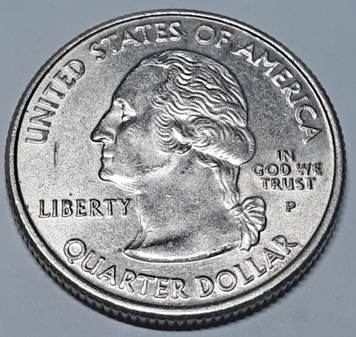 2007-P Wyoming Quarter Obv. Die Chip "B" in Liberty and machine doubling....a19 - Picture 2 of 4