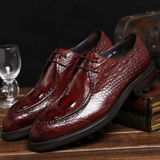 2023 Men Dress Fomal Wedding Cow Leather Shoes Pointy Toe Business Chunky Party