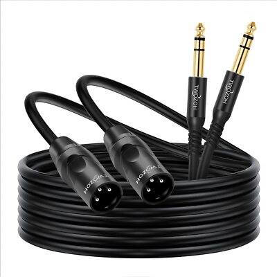 XLR Male to 1/4 Inch Jack TRS Cable 10FT 2 Pack Balanced 6.35mm Plug to 3 pin...