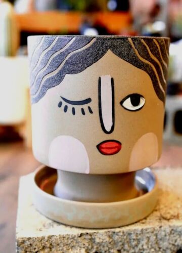 Plantadora de cerámica coquetiza para dama con bandeja - Imagen 1 de 3