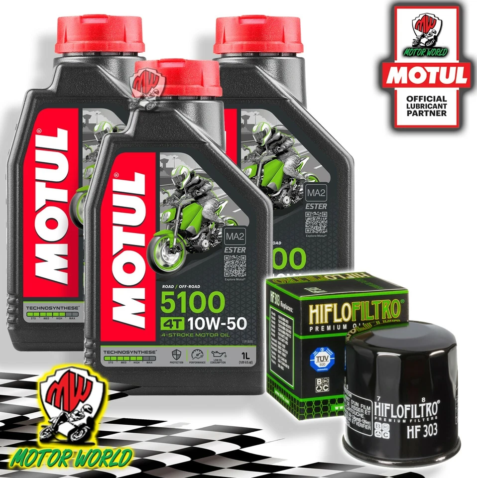 Entretien 3L Motul 5100 10W50 + Filtre Huile Kawasaki Kle 300 Versys-X 2019 2020 - Photo 1/1