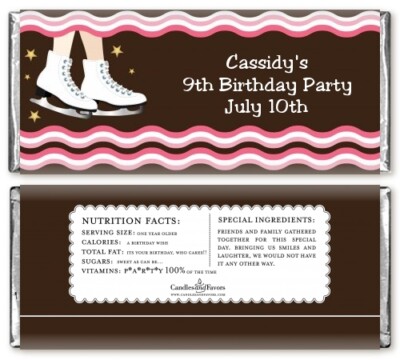 Ice Skating Personalized Birthday Party Candy Bar Wrappers - Candy Favor 