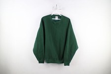 Vtg 90s Streetwear Womens Large Distressed Blank Crewneck Sweatshirt Green USA