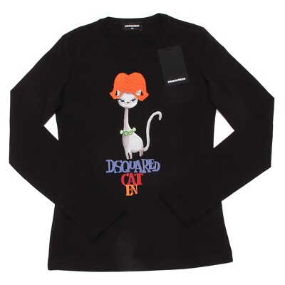 7025O black jersey girl DSQUARED2 cotton jerseys t-shirts kids