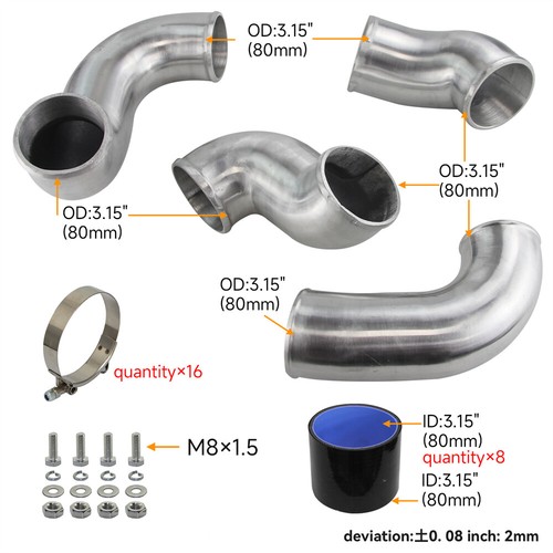 Front Mount Intercooler Pipe Kit For Nissan Skyline R33 R34 GTR RB26DETT Black - Picture 7 of 10