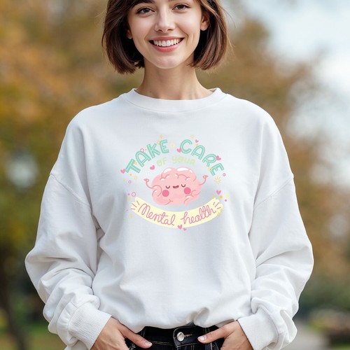 Womens Brain Character Mental Health Awareness Sweatshirt Jumper Anxiety #MHA - Picture 12 of 34