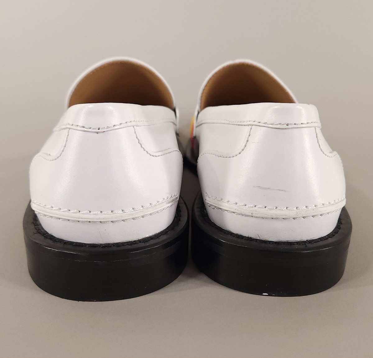 J.W. Anderson Elastic-embellished Penny Loafers White Multi