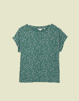 Fat Face Women's Moon And Stars Short Sleeve Green Pyjama Loungewear Top