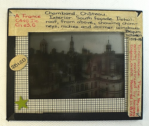 LENOARDO DA VINCI CHATEAU DE CHAMBORD MAGIC LANTERN GLASS SLIDE FRANCE - Picture 3 of 3