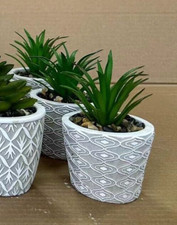 Piante artificiali per interni in vaso, piante finte da esterno, mini vaso in ceramica bianca, piante grasse verdi per decorazione estetica camera da letto, pianta finta da scrivania per bagno