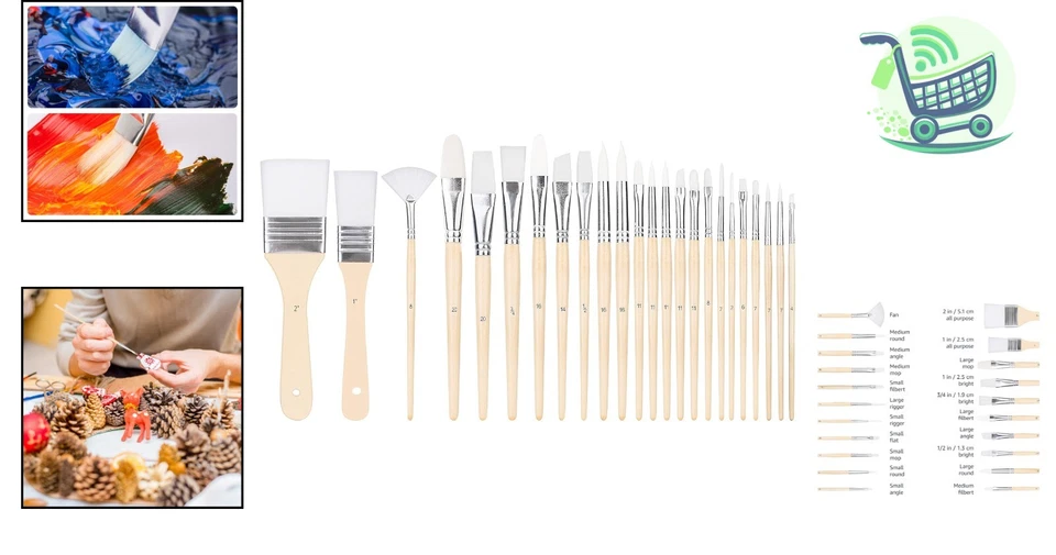 Comprehensive 24-Piece Paint Brush Collection - Perfect for All Ages & Mediums - Image 2 of 4