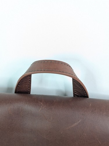 LL Bean Leather Messenger Bag Laptop Bag Shoulder Strap Drop Handle 12"x15"x3.5" - Picture 8 of 24