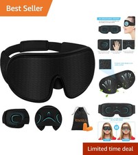 Elegant Black Sleep Mask with Nose Guard - 3D Comfortable Design for All Seasons