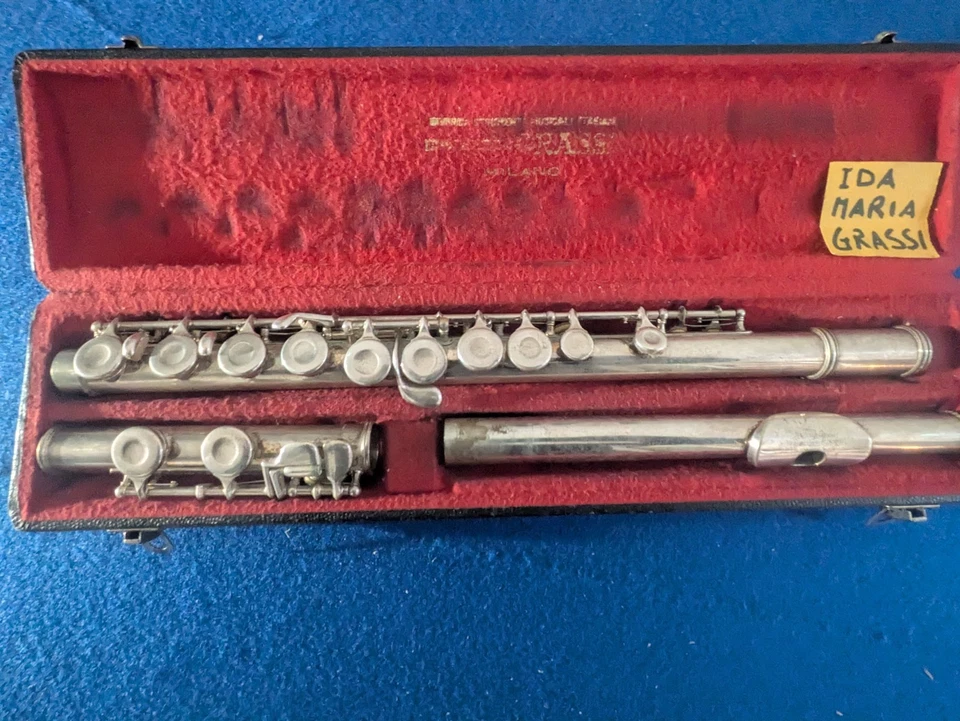 Flauto traverso Ida Maria Grassi “L R” fine anni ’50 con custodia originale - Immagine 4 di 4