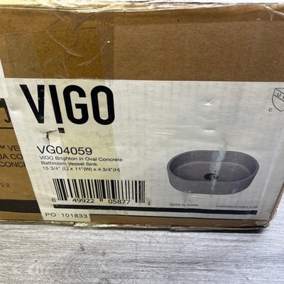 Vigo VG04059 Conreto Stone Oval Bathroom Vessel Sink - 15 ¾''L x 11''W x 4 ¾''H