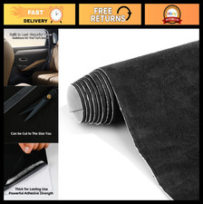 Self-Adhesive Black Suede Car Interior Wrap 17"x70" - Stretchable, Heat-Resistan