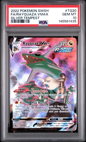 2022 POKEMON SWORD & SHIELD SILVER TEMPEST #TG20 FULL ART/RAYQUAZA VMAX PSA 10