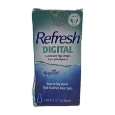 Refresh Digital Lubricant Eye Drops For Dryness w/ HydroCell 0.33 oz Exp 2027