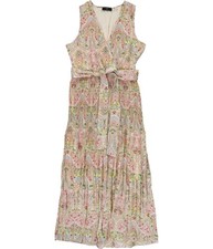 T Tahari Womens Chiffon Wrap Pleated Maxi Dress, Multicoloured, Medium
