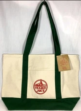 Trader Joe’s Canvas Tote Shopping Bag - LARGE GREEN - NEW with TAGS