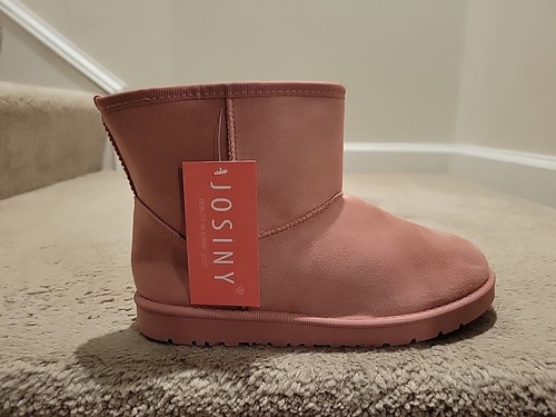 JOSINY Women's Snow Boots,Classic Fur Lined Ankle Bootie Warm Short, Color Pink - Picture 1 of 5