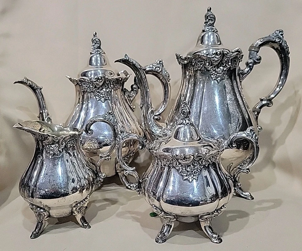 Juego de café/té barroco vintage Wallace plateado 4 piezas 281, 282, 283, 284 Foto 2 de 4