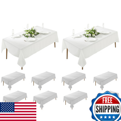 Craft And Party 10 Pack Rectangle Tablecloth 60 X 84 Inch White Tablecloth 4Ft