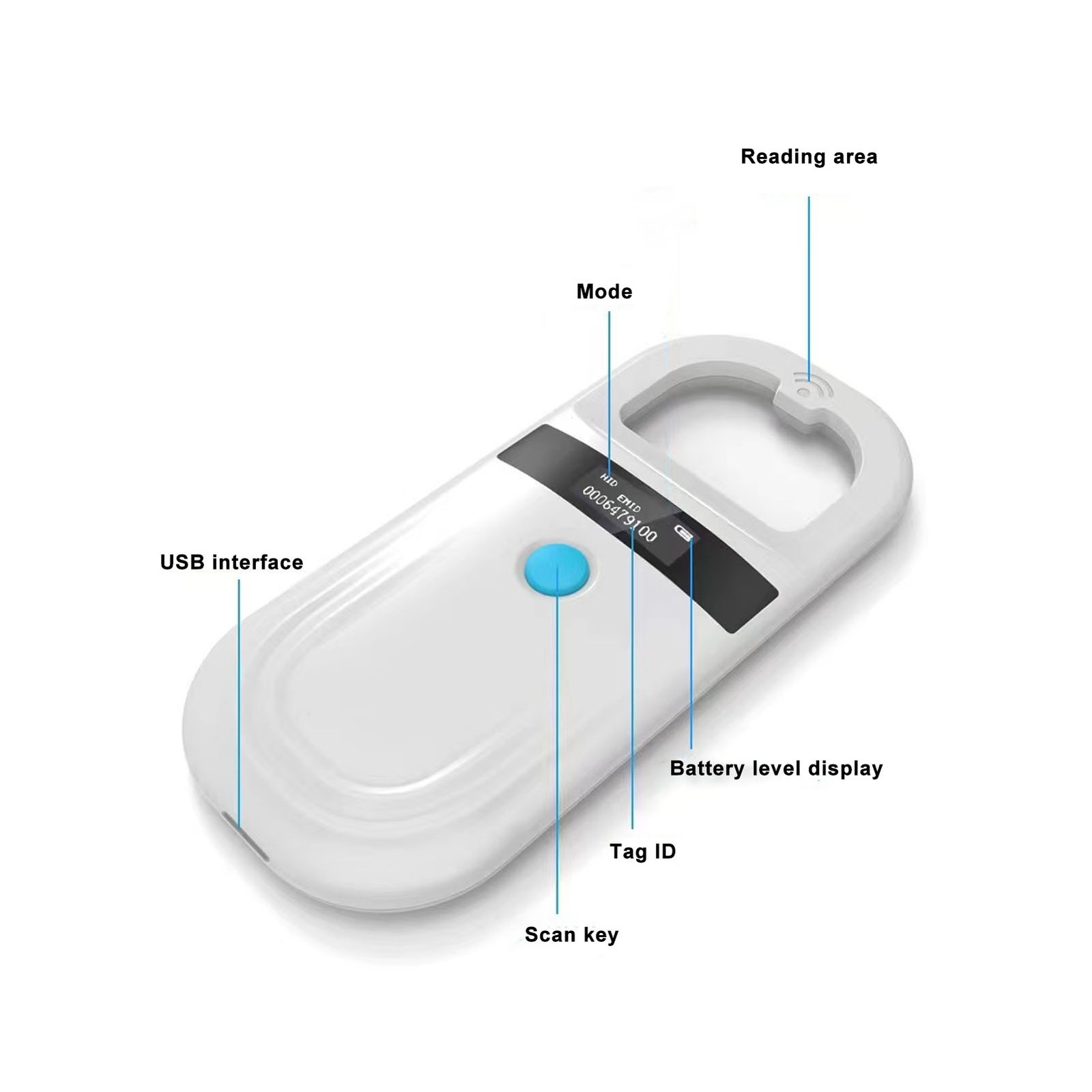 Animal Tag Reader 134.2KHz 128 Records Data Storage Animal Chip Scanner For Pet
