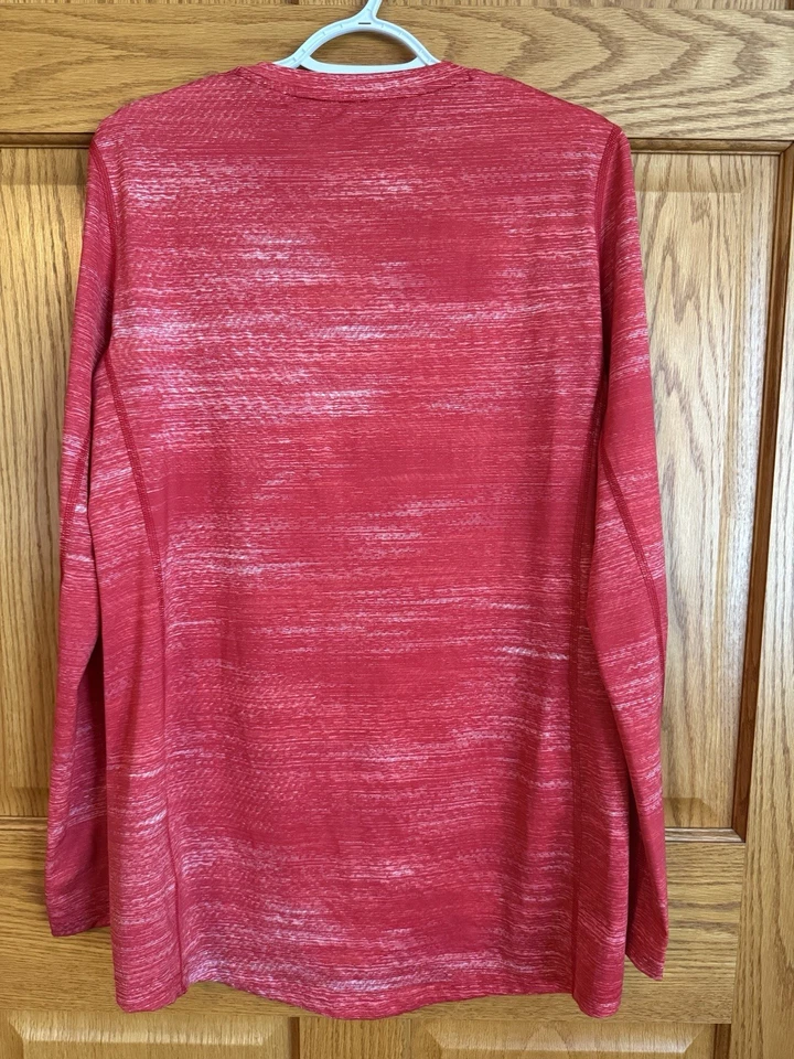 Camisa de voleibol Adidas Climalite jaspeada roja/blanca manga larga para mujer grande Foto 2 de 4