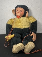 Vintage Mr. Bim Zip Zippy Plush Monkey Banana Stuffed Toy Rubber Face 18" Japan