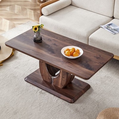 MDF Coffee Table Walnut Dark Brown Rectangular Modern Minimalist Side End Table