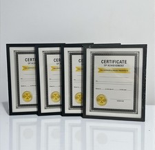 8.5x11  Certificate Document Frame Black Finish Clear Glass 4Ct Bundle Used
