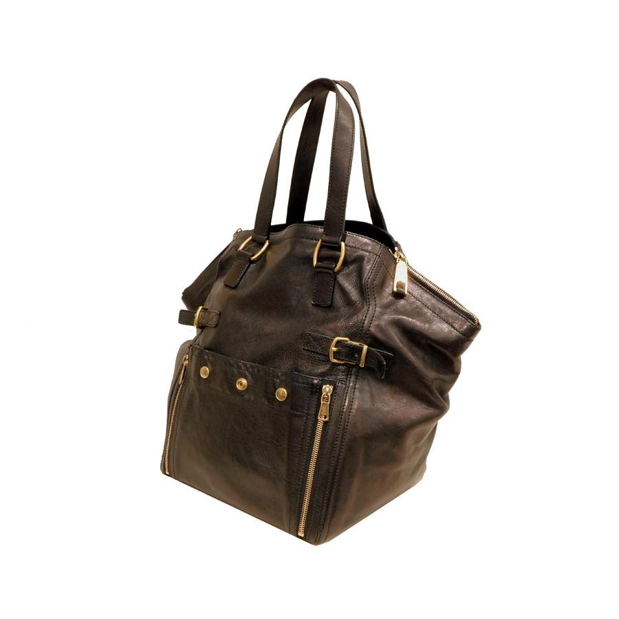 Borsa tote Yves Saint Laurent Downtown 175884 borsa a mano in pelle nera rara