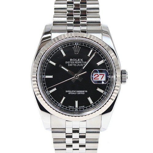 USED ROLEX Datejust 116234 Black Case Size 36.0mm Men's Watch #383725