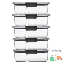 Rubbermaid 5pk 2.85 cup Brilliance Meal Prep Containers, 2-Compartment Food 